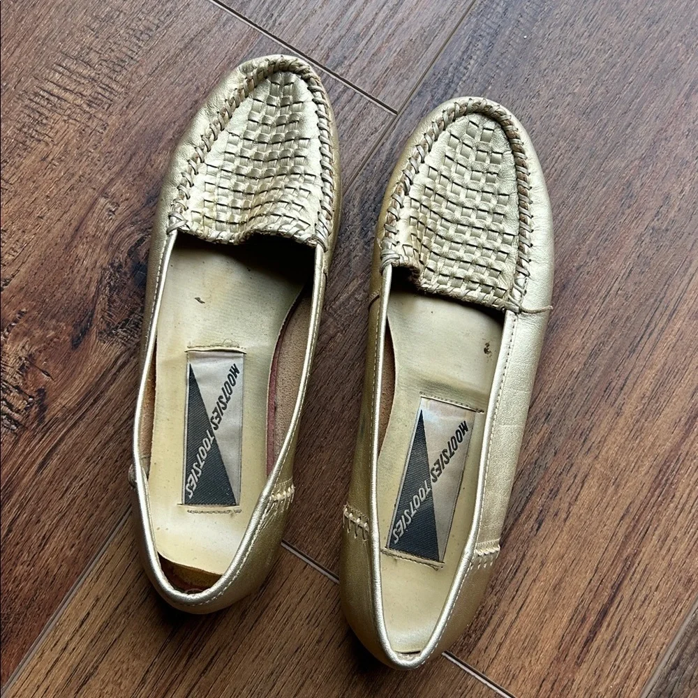 Vintage Mootsies Tootsies Gold Loafers | Vintage Gold Loafers | Gold Shoes